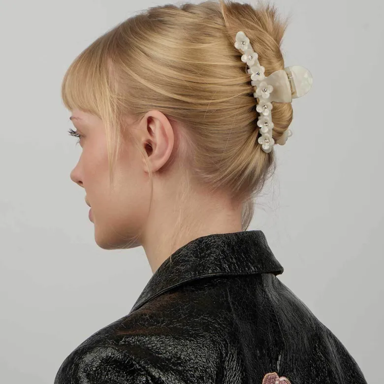 Bright Flower Clip - White