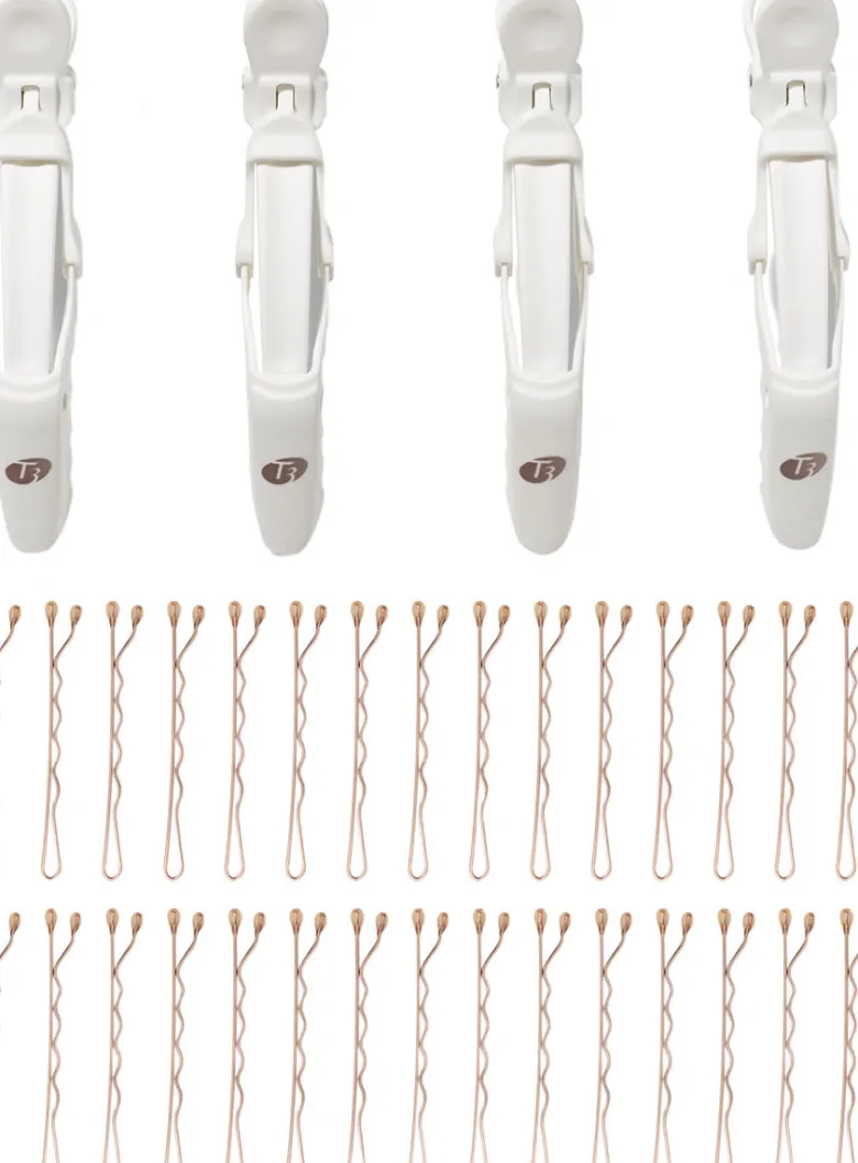 Clip Kit with 4 Alligator Clips and 30 Rose Gold Bobby Pins