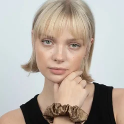 Kelly Crystal Scrunchie - Taupe