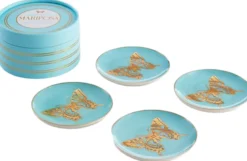 MARIPOSA COASTERS - SET OF 4 - BLUE/GOLD