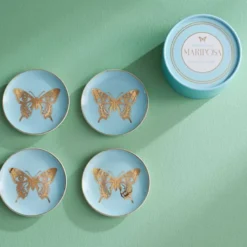 MARIPOSA COASTERS - SET OF 4 - BLUE/GOLD
