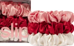 pure silk large scrunchies - rosy