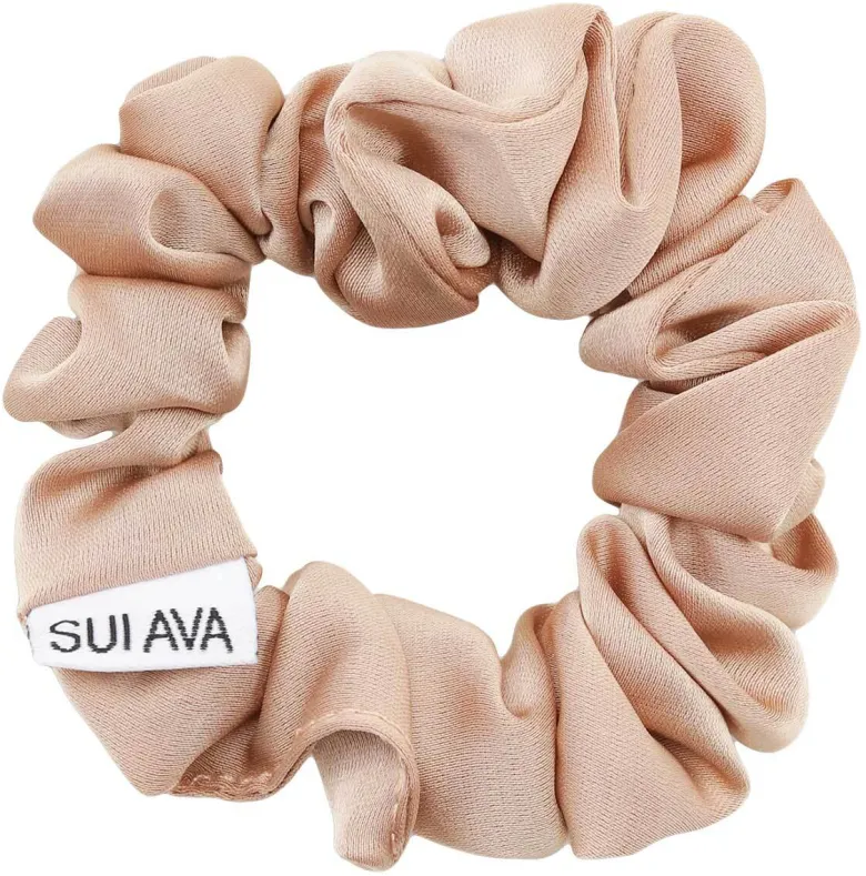 Ruched Ribbon Scrunchie - Almond