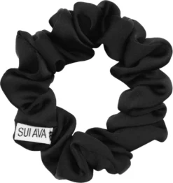 Ruched Ribbon Scrunchie - Black