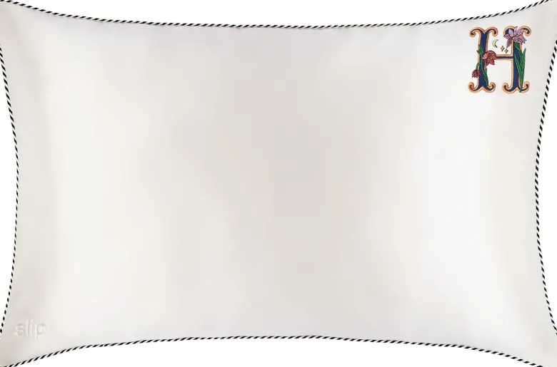 slip pure silk initial collection queen pillowcase - white