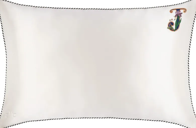 slip pure silk initial collection queen pillowcase - white