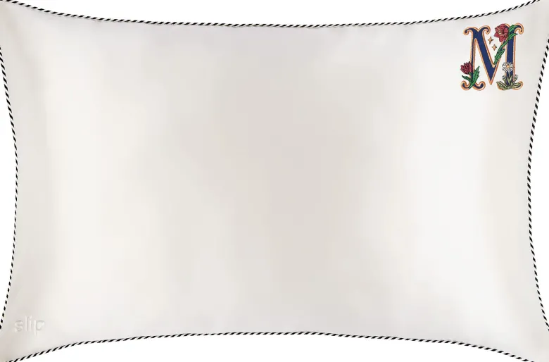 slip pure silk initial collection queen pillowcase - white