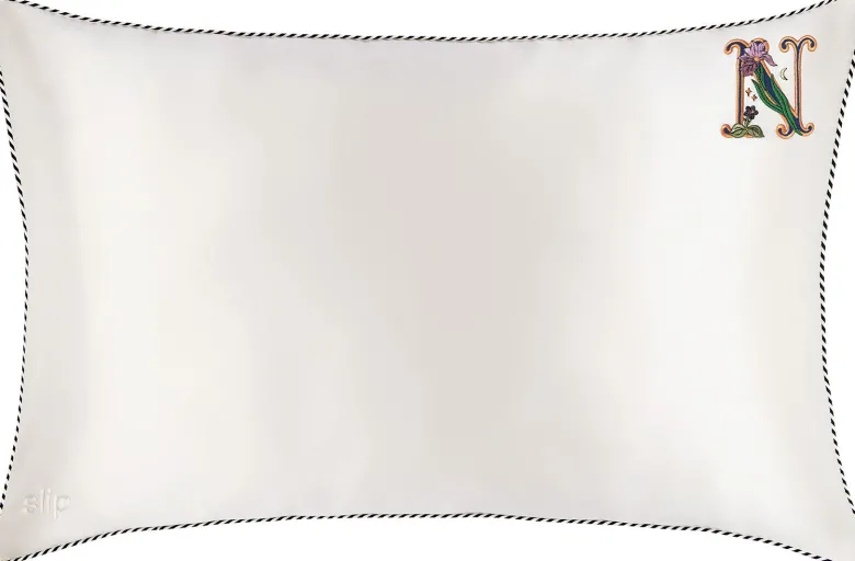 slip pure silk initial collection queen pillowcase - white