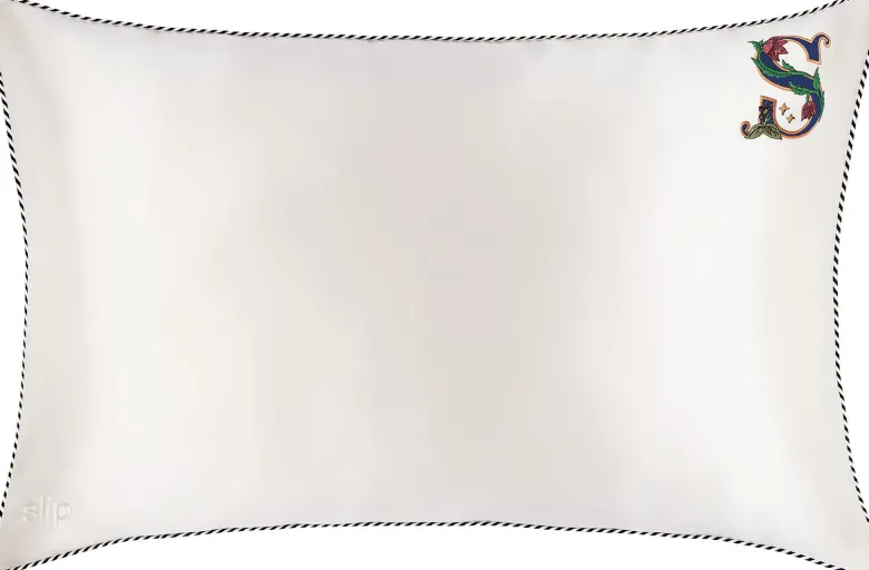 slip pure silk initial collection queen pillowcase - white