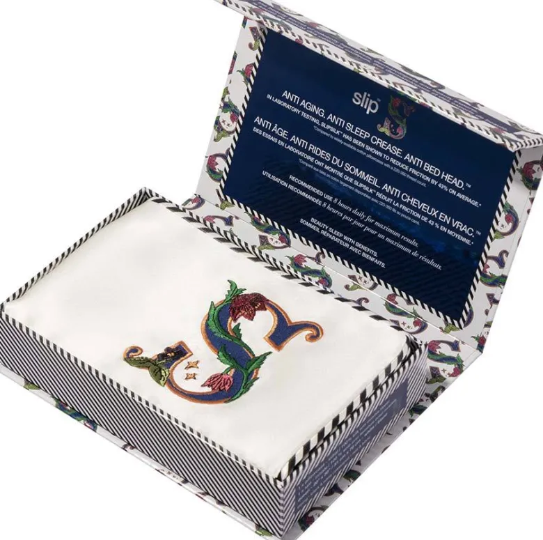 slip pure silk initial collection queen pillowcase - white